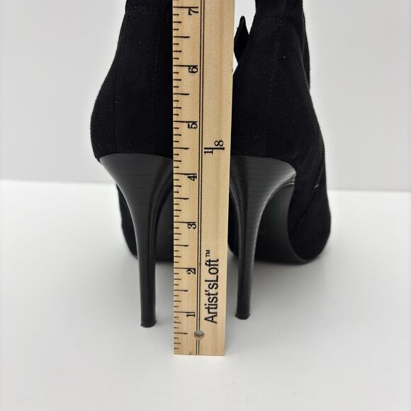 Guess Black Suede Knee High Stretchy Slouchy Stiletto Heel Boots Size 7.5 - Picture 7 of 11